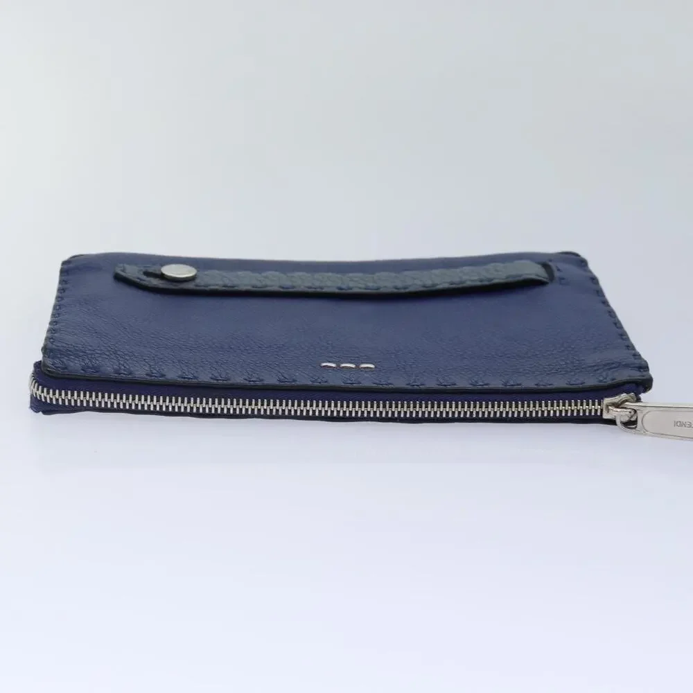 Fendi Leather Clutch Bag Blue